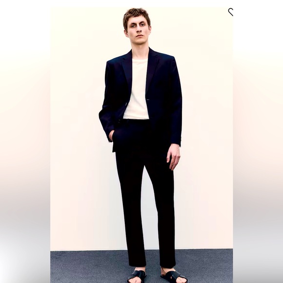 NWT H&M Men's Blue Twill Slim Fit Dress Pants /Trousers -36R - Picture 2 of 7